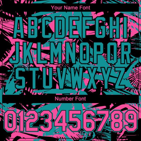 Custom Black Pink-Teal Hawaii Palm Leaves Authentic Baseball Jersey