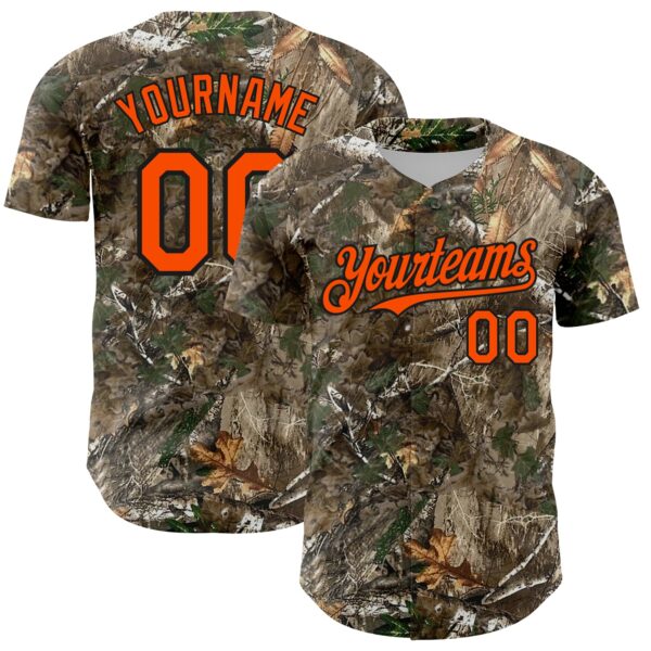 Custom Camo Orange-Black Woodland Camo Authentic Salute To Service Authentic Baseball Jersey
