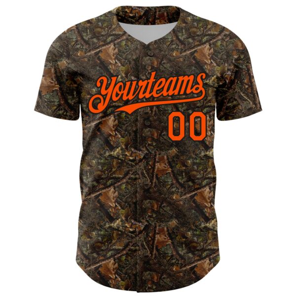Custom Camo Orange-Black Woodland Camo Authentic Salute To Service Authentic Baseball Jersey