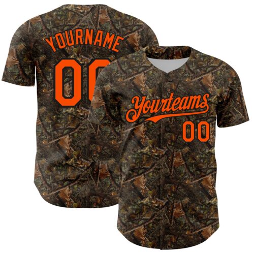 Custom Camo Orange-Black Woodland Camo Authentic Salute To Service Authentic Baseball Jersey