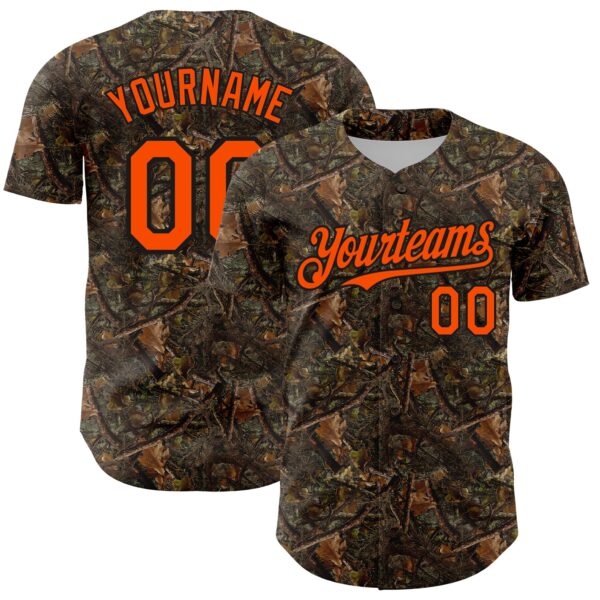 Custom Camo Orange-Black Woodland Camo Authentic Salute To Service Authentic Baseball Jersey