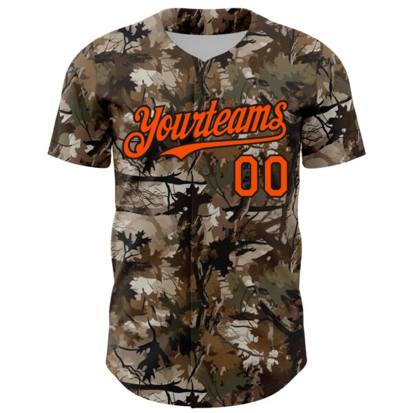Custom Camo Orange-Black Woodland Camo Authentic Salute To Service Authentic Baseball Jersey