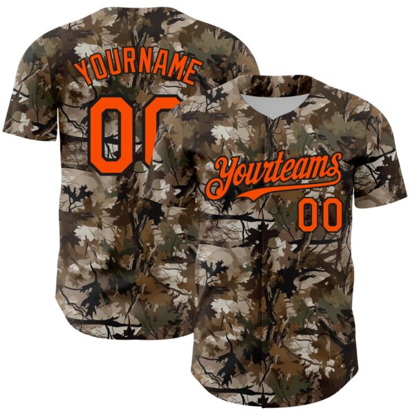 Custom Camo Orange-Black Woodland Camo Authentic Salute To Service Authentic Baseball Jersey