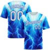 Custom Blue White-Thunder Blue 3D Pattern Design Lightning Sportswear Performance T-Shirt