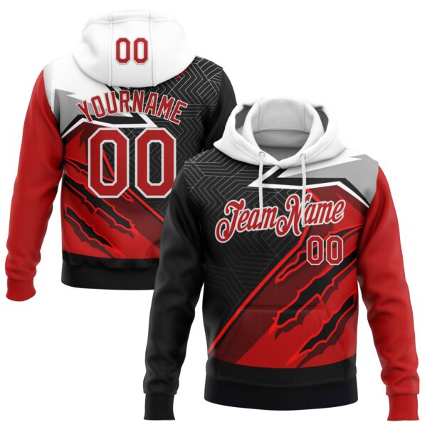 Custom Stitched Red Black-White 3D Pattern Design Canada Germany Inspired Claw Mark Sportswear Pullover Sweatshirt Hoodie