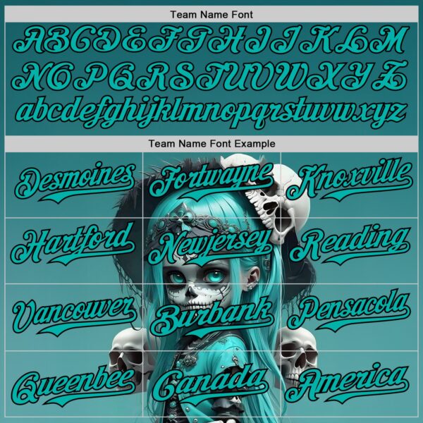 Custom Blue Aqua-Black 3D Halloween Spooky Skull Authentic Baseball Jersey