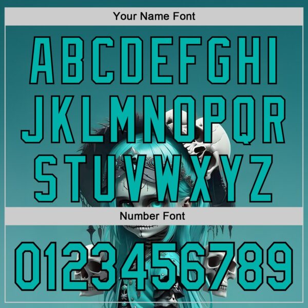 Custom Blue Aqua-Black 3D Halloween Spooky Skull Authentic Baseball Jersey