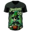 Custom Black City Cream-Grass Green 3D Halloween Spooky Pumpkin Authentic Baseball Jersey