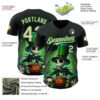 Custom Black City Cream-Grass Green 3D Halloween Spooky Pumpkin Authentic Baseball Jersey