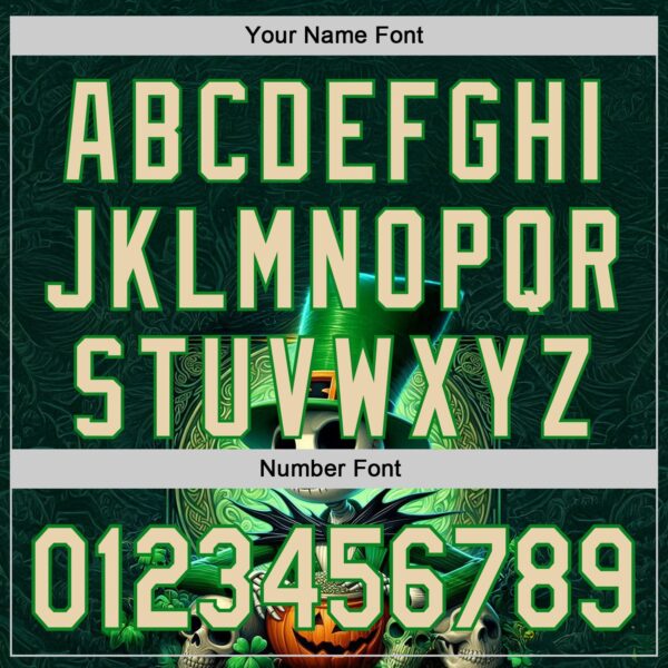 Custom Black City Cream-Grass Green 3D Halloween Spooky Pumpkin Authentic Baseball Jersey