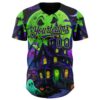 Custom Black Dark Purple-Neon Green 3D Halloween Spooky Pumpkin Bat Authentic Baseball Jersey
