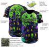 Custom Black Dark Purple-Neon Green 3D Halloween Spooky Pumpkin Bat Authentic Baseball Jersey