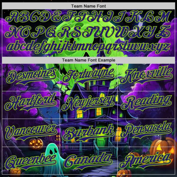 Custom Black Dark Purple-Neon Green 3D Halloween Spooky Pumpkin Bat Authentic Baseball Jersey