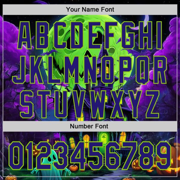 Custom Black Dark Purple-Neon Green 3D Halloween Spooky Pumpkin Bat Authentic Baseball Jersey