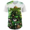 Custom White Black-Neon Green 3D Halloween Spooky Pumpkin Authentic Baseball Jersey