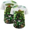 Custom White Black-Neon Green 3D Halloween Spooky Pumpkin Authentic Baseball Jersey