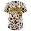 Custom White Yellow-Black 3D Halloween Spooky Pumpkin Authentic Baseball Jersey