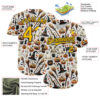 Custom White Yellow-Black 3D Halloween Spooky Pumpkin Authentic Baseball Jersey