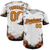 Custom White Bay Orange-Black 3D Halloween Spooky Pumpkin Authentic Baseball Jersey