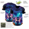 Custom Blue Dark Purple Black-Sky Blue 3D Halloween Spooky Pumpkin Zombies Authentic Baseball Jersey