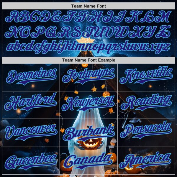 Custom Black Dark Purple-Sky Blue 3D Halloween Spooky Pumpkin Authentic Baseball Jersey