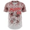 Custom White Red-Black 3D Halloween Creepy Blood Horror Authentic Baseball Jersey