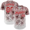 Custom White Red-Black 3D Halloween Creepy Blood Horror Authentic Baseball Jersey