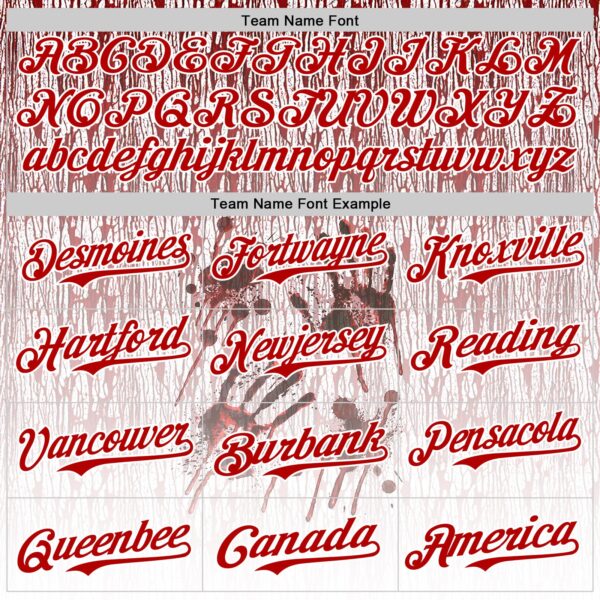 Custom White Red-Black 3D Halloween Creepy Blood Horror Authentic Baseball Jersey