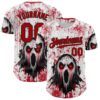 Custom White Red-Black 3D Halloween Creepy Blood Horror Authentic Baseball Jersey