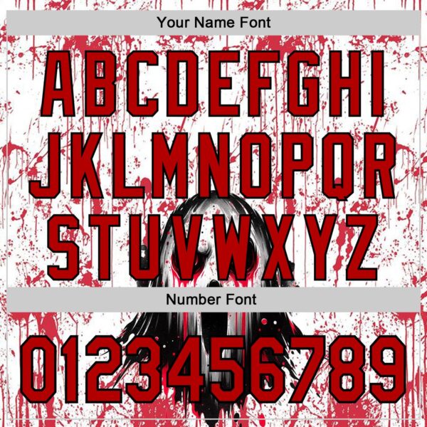 Custom White Red-Black 3D Halloween Creepy Blood Horror Authentic Baseball Jersey