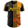 Custom Yellow Black 3D Halloween Spooky Pumpkin Stripe Authentic Baseball Jersey