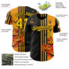 Custom Yellow Black 3D Halloween Spooky Pumpkin Stripe Authentic Baseball Jersey