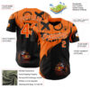Custom Orange Black-City Cream 3D Halloween Spooky Pumpkin Graffiti Authentic Baseball Jersey
