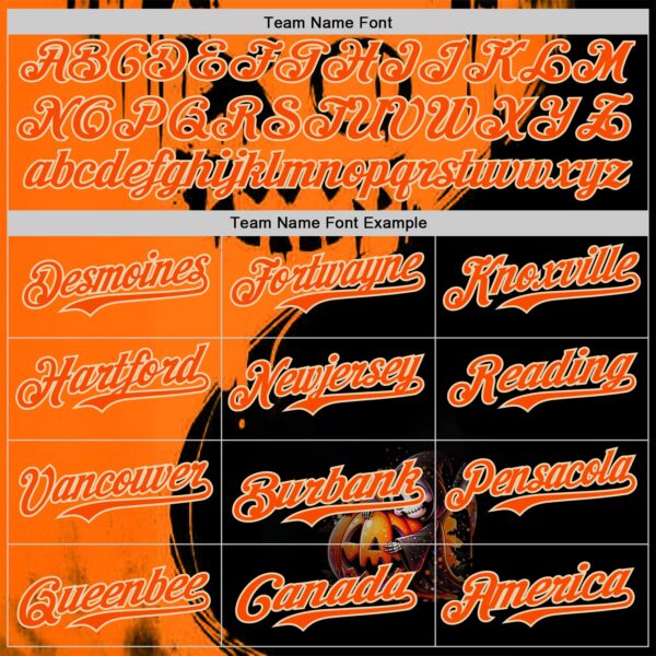 Custom Orange Black-City Cream 3D Halloween Spooky Pumpkin Graffiti Authentic Baseball Jersey