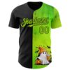 Custom Black Neon Green 3D Halloween Spooky Pumpkin Authentic Baseball Jersey