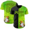 Custom Black Neon Green 3D Halloween Spooky Pumpkin Authentic Baseball Jersey