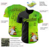 Custom Black Neon Green 3D Halloween Spooky Pumpkin Authentic Baseball Jersey