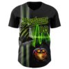 Custom Black Neon Green 3D Halloween Spooky Pumpkin Scratch Authentic Baseball Jersey