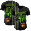 Custom Black Neon Green 3D Halloween Spooky Pumpkin Scratch Authentic Baseball Jersey