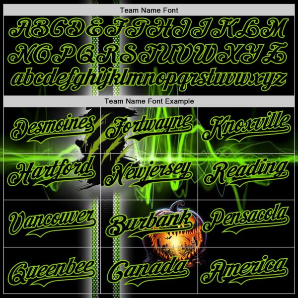 Custom Black Neon Green 3D Halloween Spooky Pumpkin Scratch Authentic Baseball Jersey
