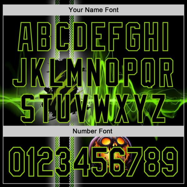 Custom Black Neon Green 3D Halloween Spooky Pumpkin Scratch Authentic Baseball Jersey