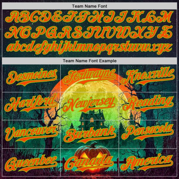 Custom Black Orange-Neon Green 3D Halloween Spooky Pumpkin Authentic Baseball Jersey