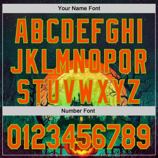 Custom Black Orange-Neon Green 3D Halloween Spooky Pumpkin Authentic Baseball Jersey