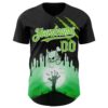 Custom Black Aurora Green-White 3D Halloween Spooky Zombies Scratch Authentic Baseball Jersey