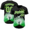 Custom Black Aurora Green-White 3D Halloween Spooky Zombies Scratch Authentic Baseball Jersey