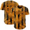 Custom Orange Bay Orange-Black 3D Halloween Spooky Pumpkin Stripe Authentic Baseball Jersey