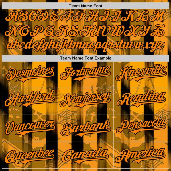 Custom Orange Bay Orange-Black 3D Halloween Spooky Pumpkin Stripe Authentic Baseball Jersey