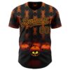 Custom Black Bay Orange 3D Halloween Spooky Pumpkin Stripe Authentic Baseball Jersey