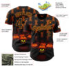 Custom Black Bay Orange 3D Halloween Spooky Pumpkin Stripe Authentic Baseball Jersey