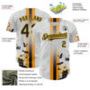 Custom White Black-Gold 3D Halloween Spooky Bat Stripe Authentic Baseball Jersey